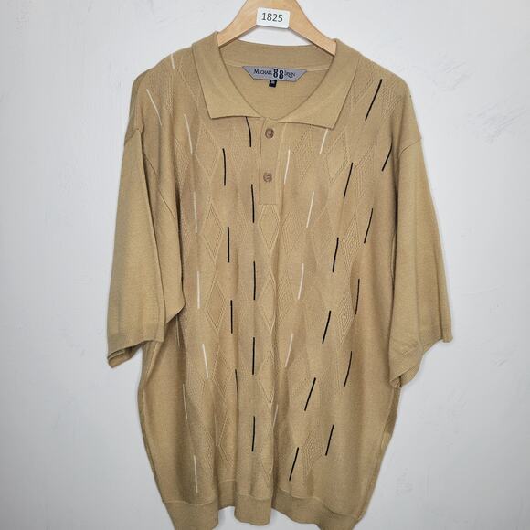 Michael 88 Irvin Men Sweater Size 3XL Silk Rayon Dad Vintage Retro Knit Brown - Picture 1 of 10